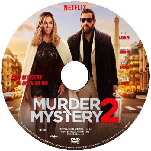 MURDER MYSTERY 2 DVD NETFLIX MOVIE 2023 Adam Sandler & Jennifer Aniston