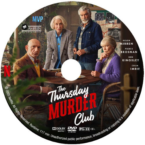 (13) THE THURSDAY MURDER CLUB DVD MOVIE 2025 Pierce Brosnan